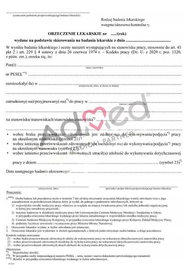 Orzeczenie lekarskie na prawo jazdy